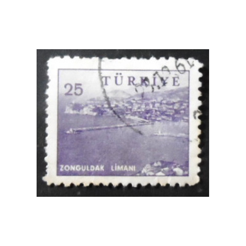 Selo postal da Turquia de 1960 Zonguldak Harbor 25