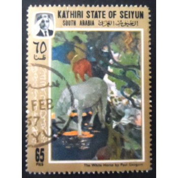 Selo postal de Kathiri de 1967 The White Horse by Paul Gauguin