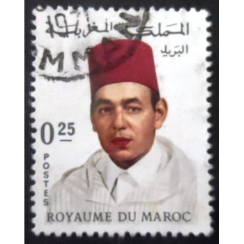 Selo postal do Marrocos de 1968 King Hassan II 25 U