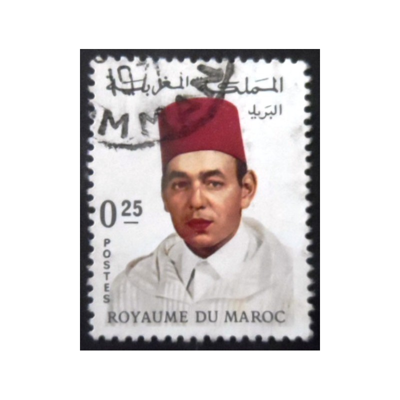 Selo postal do Marrocos de 1968 King Hassan II 25 U