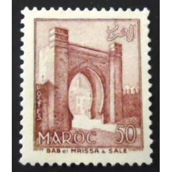 Selo postal do Marrocos de 1955 Bab-el-Mrissa