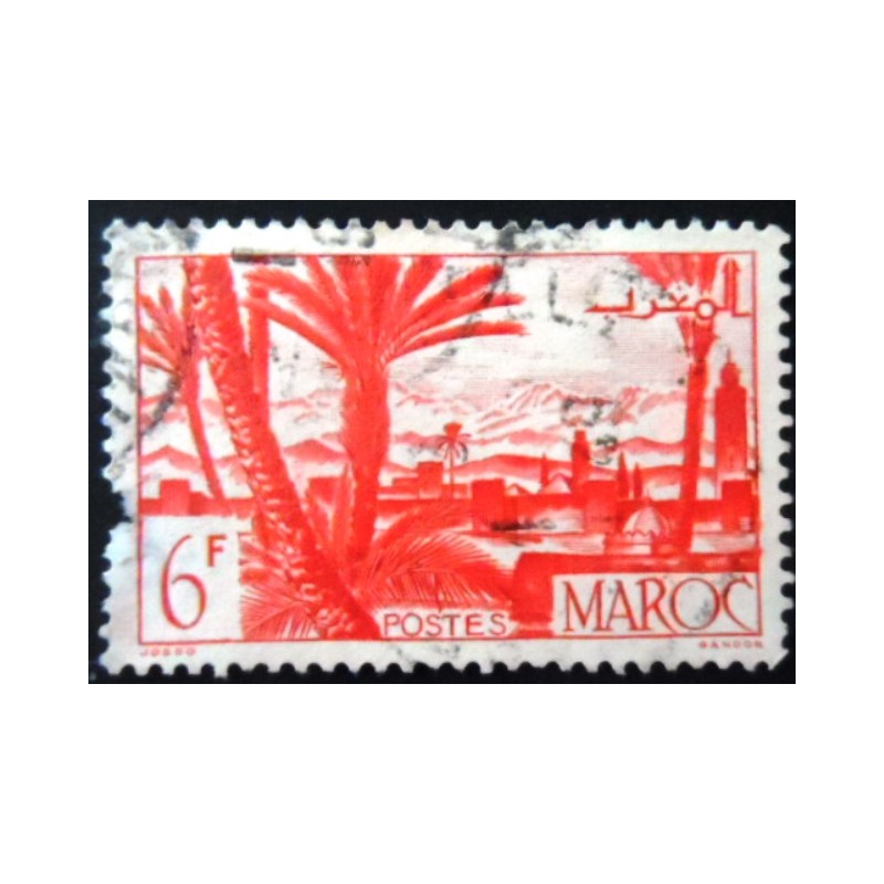 Selo postal do Marrocos de 1947 Marrakesh