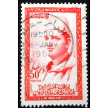 Selo postal do Marrocos de 1956 King Mohammed V 50