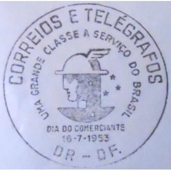 Envelope de 1953 com carimbo comemorativo Dia do Comerciante - carimbo