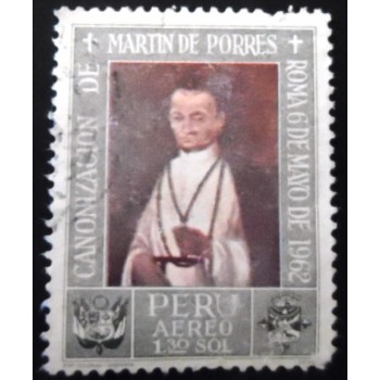 Selo postal do Peru de 1965 St. Martín de Porres Velasquez