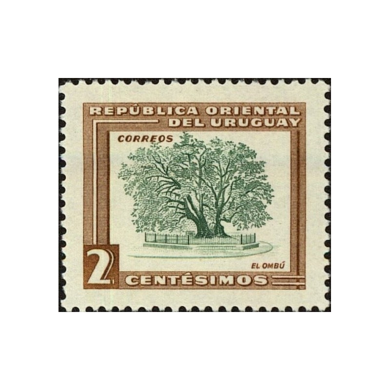 Selo postal do Uruguai de 1954 Ombu Tree N