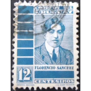 Selo postal do Uruguai de 1935 Florencio Sanchez 12 U