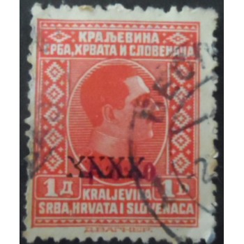 Selo postal do Estado dos Eslovenos de 1928 King Alexander overprint XXXX