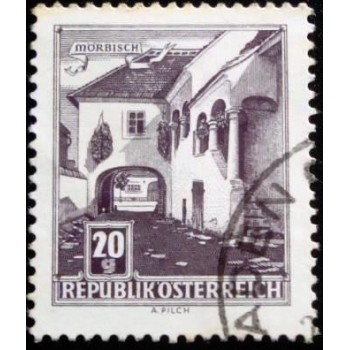 Imagem similar à do selo postal da Áustria de 1961 - Farmhouse Mörbisch