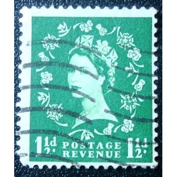 Imagem do Selo postal do Reino Unido de 1952 Queen Elizabeth II 1½d Predecimal Wilding