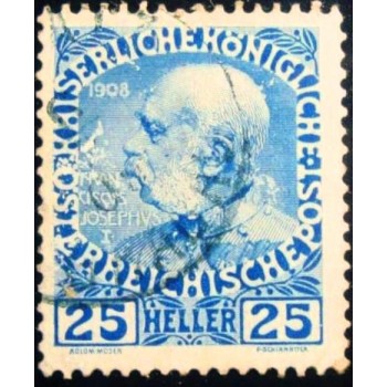 Selo postal da Áustria de 1908 Emperor Franz Joseph 25 v