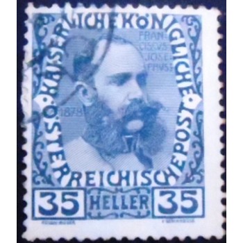 Selo postal da Áustria de 1908 Emperor Franz Joseph 35 v