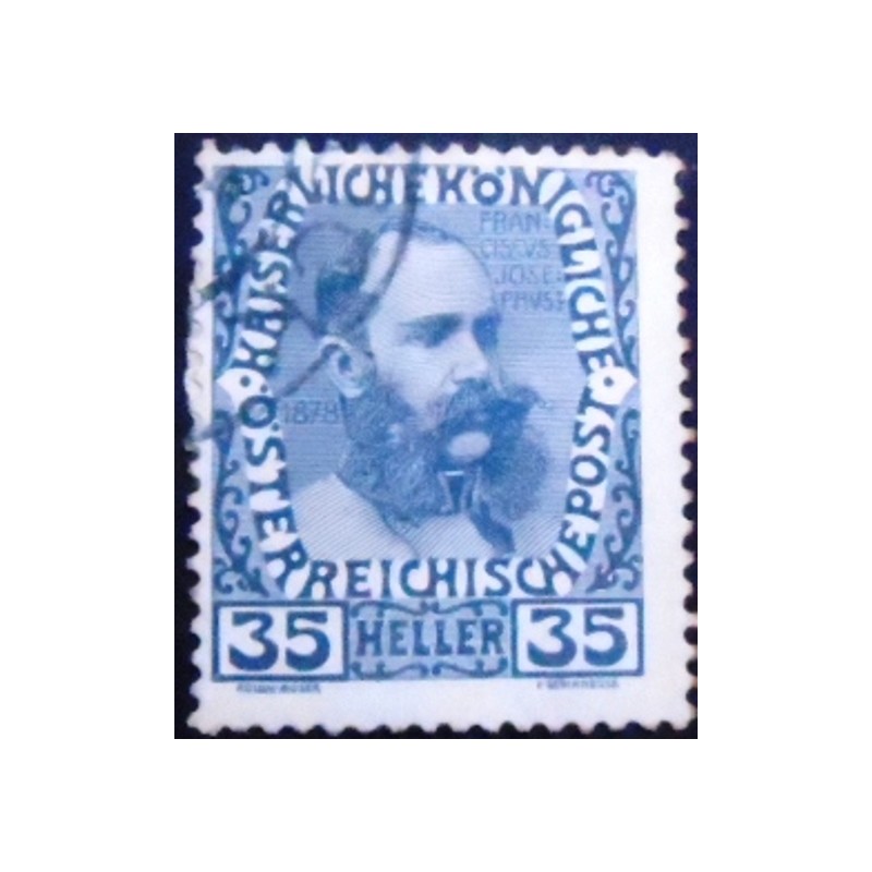 Selo postal da Áustria de 1908 Emperor Franz Joseph 35 v