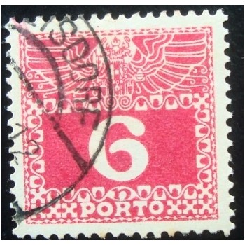 Selo postal da Áustria de 1910 Imperial coat of arms & digit 6