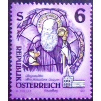 Selo postal da Áustria de 1993 St. Benedict of Nursia N