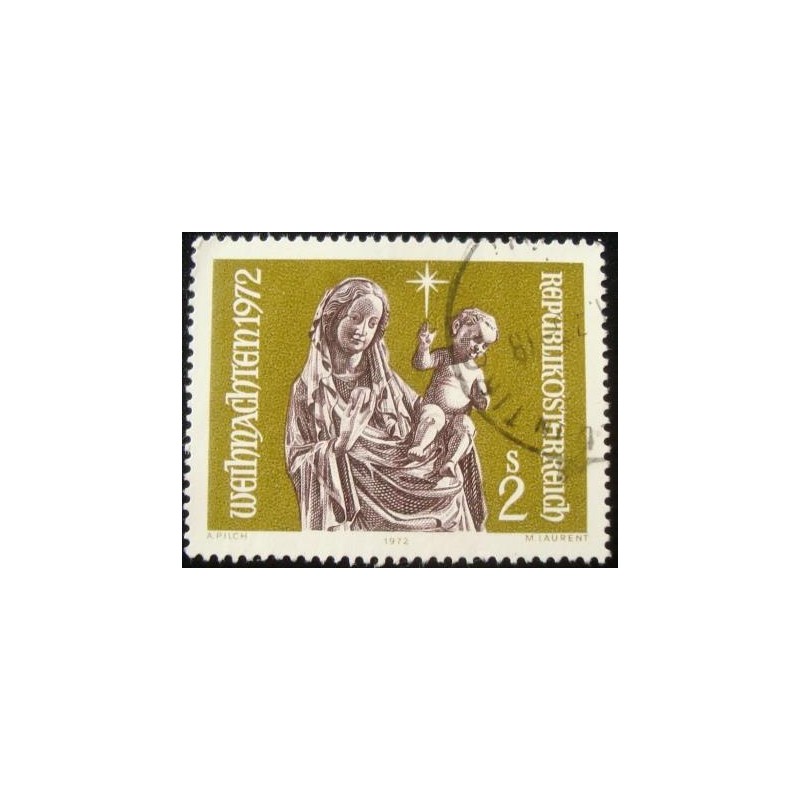 Selo postal da Áustria de 1972 Madonna with Child