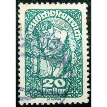 Imagem similar à do selo postal da Áustria de 1919 Allegory 20 blue green