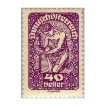 Selo postal da Áustria de 1919 Allegory 40 N