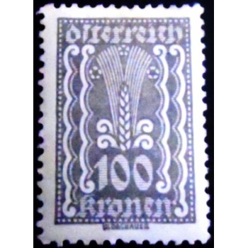 Selo postal da Áustria de 1922 Symbolism ear of corn 100 N