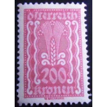 Selo postal da Áustria de 1922 Symbolism Ear of Corn 200 M