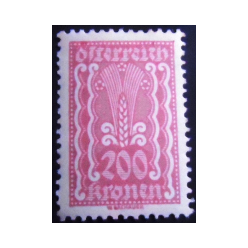 Selo postal da Áustria de 1922 Symbolism Ear of Corn 200 M