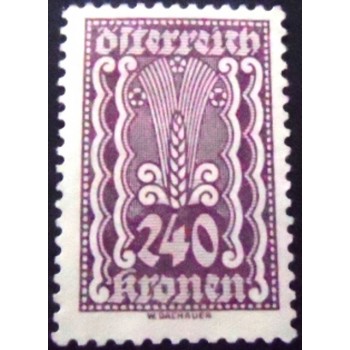 Selo postal da Áustria de 1922 Symbolism Ear of Corn 240 N