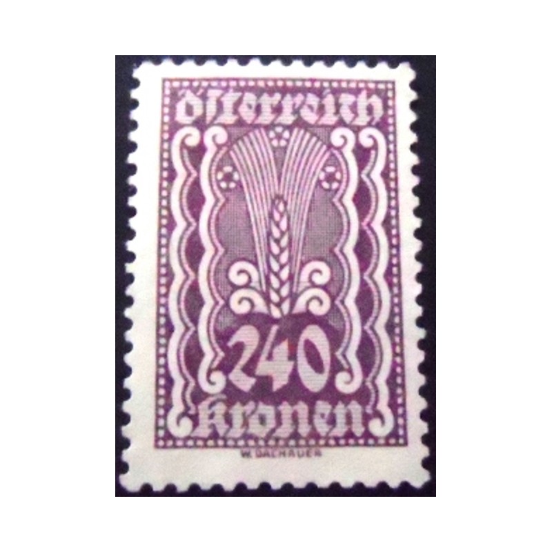 Selo postal da Áustria de 1922 Symbolism Ear of Corn 240 N