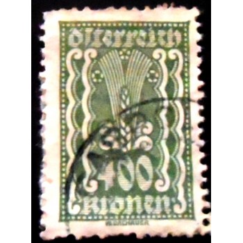 Selo postal da Áustria de 1922 Symbolism Ear of Corn 400 B U