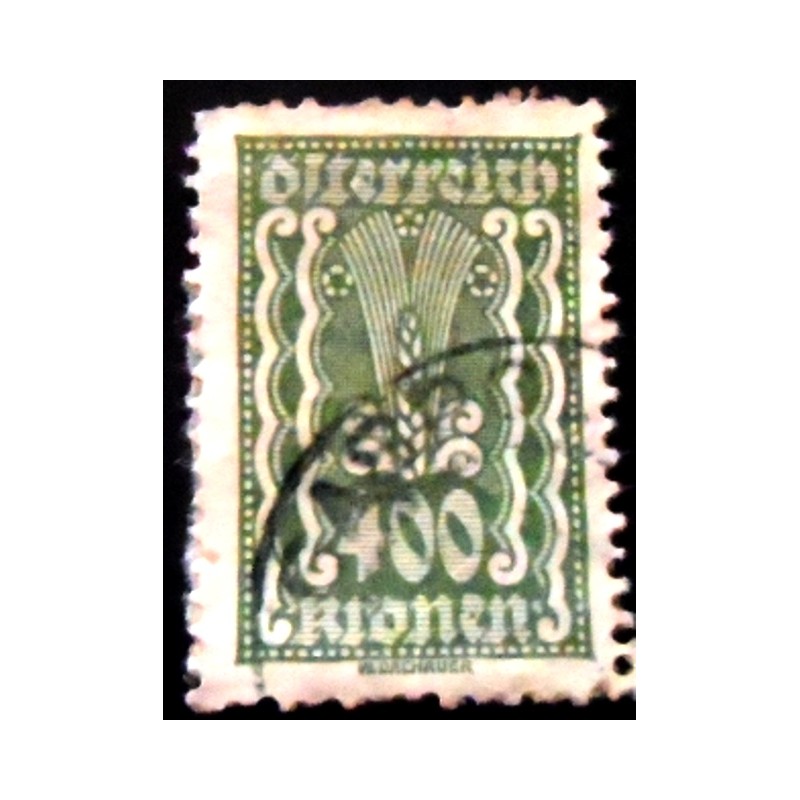 Selo postal da Áustria de 1922 Symbolism Ear of Corn 400 B U