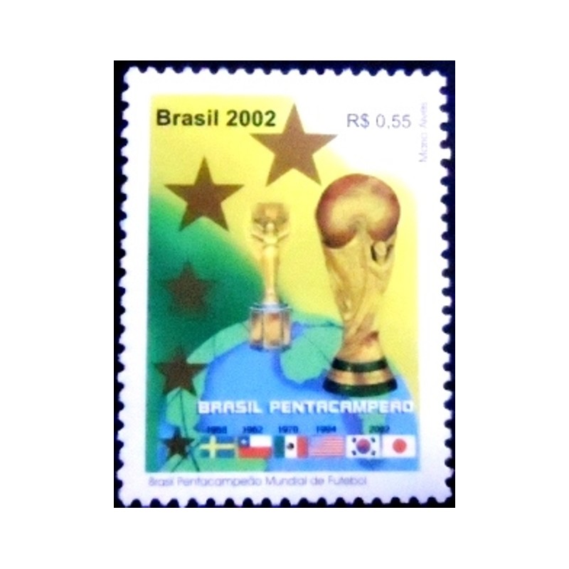 Selo postal do Brasil de 2002 - Brasil Pentacampeão M