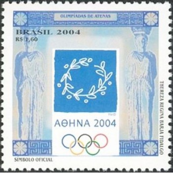 Selo postal do Brasil de 2004 Logomarca Atenas 2004