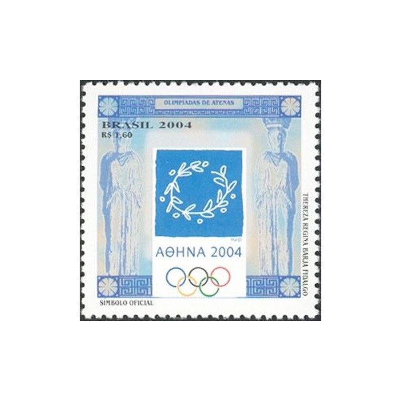 Selo postal do Brasil de 2004 Logomarca Atenas 2004