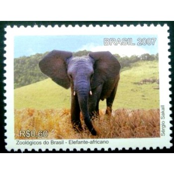 Selo postal do Brasil de 2007 Elefante M