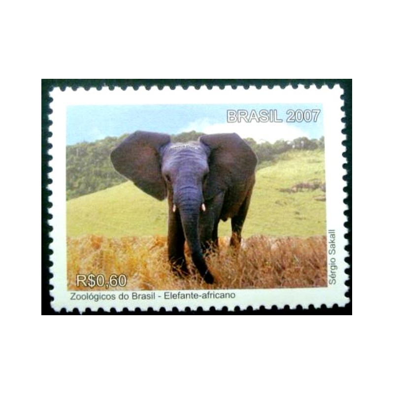 Selo postal do Brasil de 2007 Elefante M