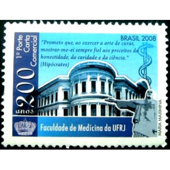 Selo postal do Brasil de 2008 Faculdade Medicina UFRJ N