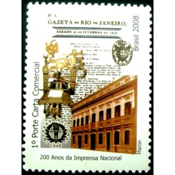 Selo postal do Brasil de 2008 200 Anos Imprensa Nacional M