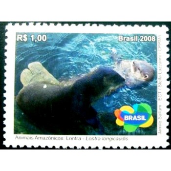Selo postal do Brasil de 2008 Lontra M