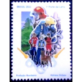 Selo postal do Brasil de 2022 Bombeiros M