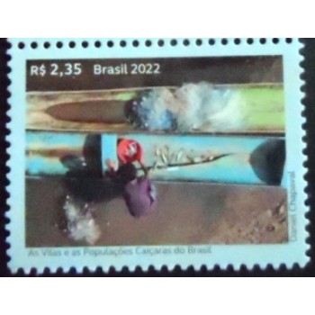 Imagem do selo postal do Brasil de 2022 Populações Caiçaras M