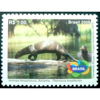 Selo postal do Brasil de 2008 Ariranha M