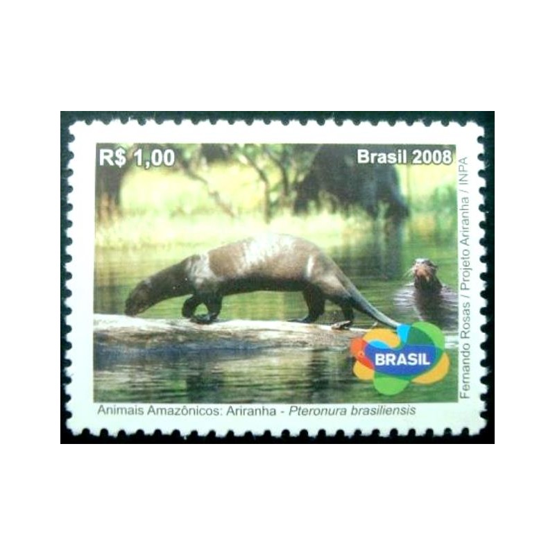 Selo postal do Brasil de 2008 Ariranha M