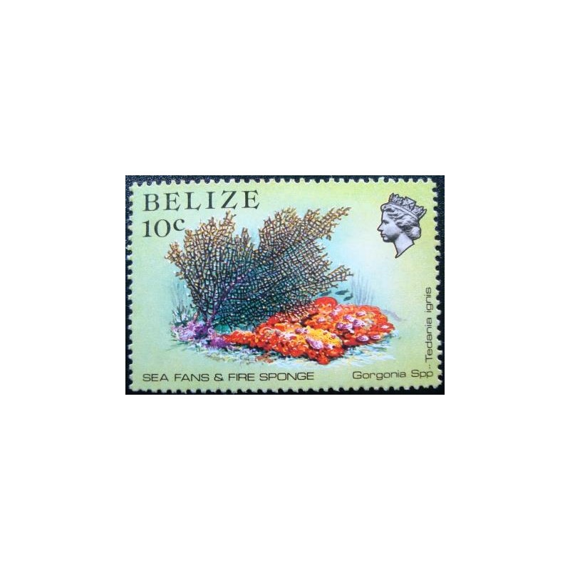 Imagem do Selo postal de Belize de 1984 Sea Fan and Fire Sponge