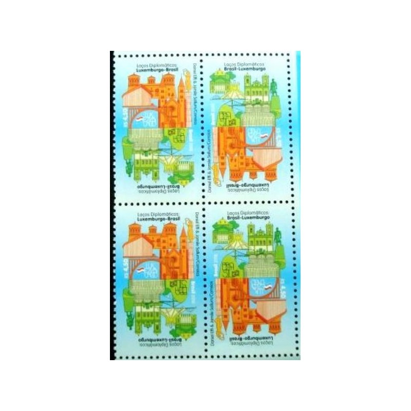 Quadra de selos postais do Brasil de 2018 - Brasil-Luxemburgo M