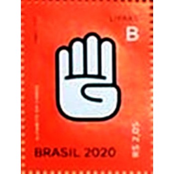 Selo postal do Brasil de 2020 Letra B em Libras