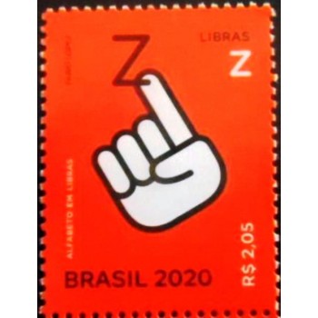 Selo postal do Brasil de 2020 Letra Z em Libras