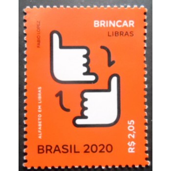 Selo postal do Brasil de 2020 Brincar em Libras