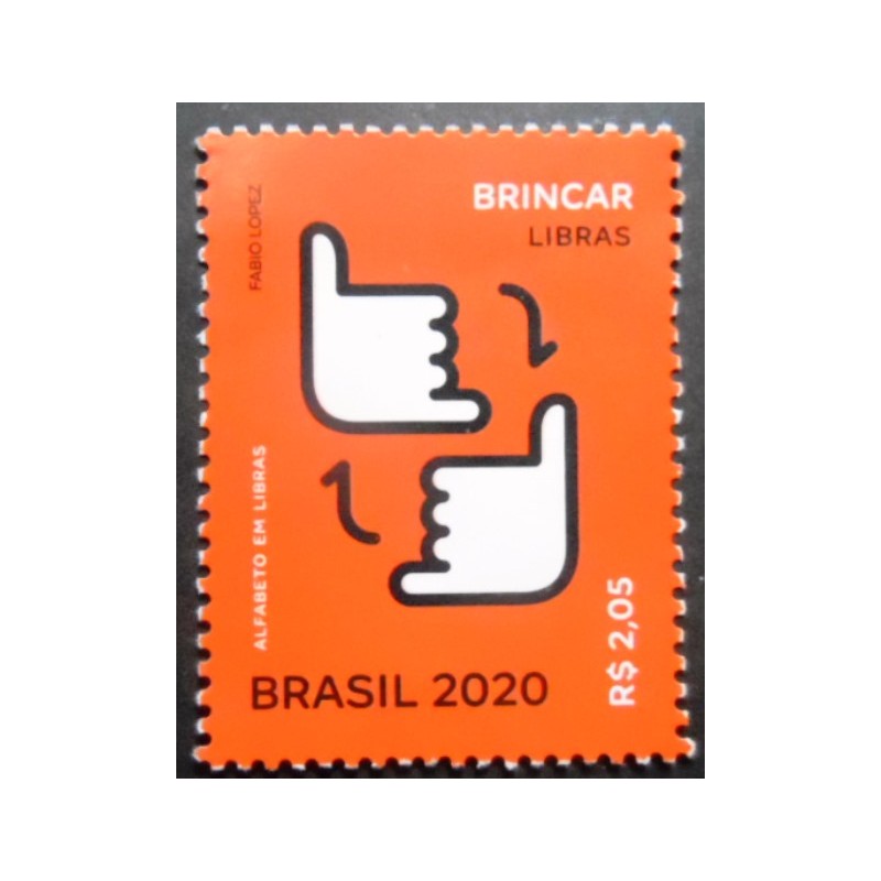 Selo postal do Brasil de 2020 Brincar em Libras