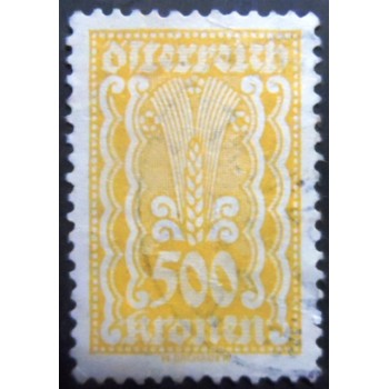 Selo postal da Áustria de 1922 Symbolism Ear of Corn 500