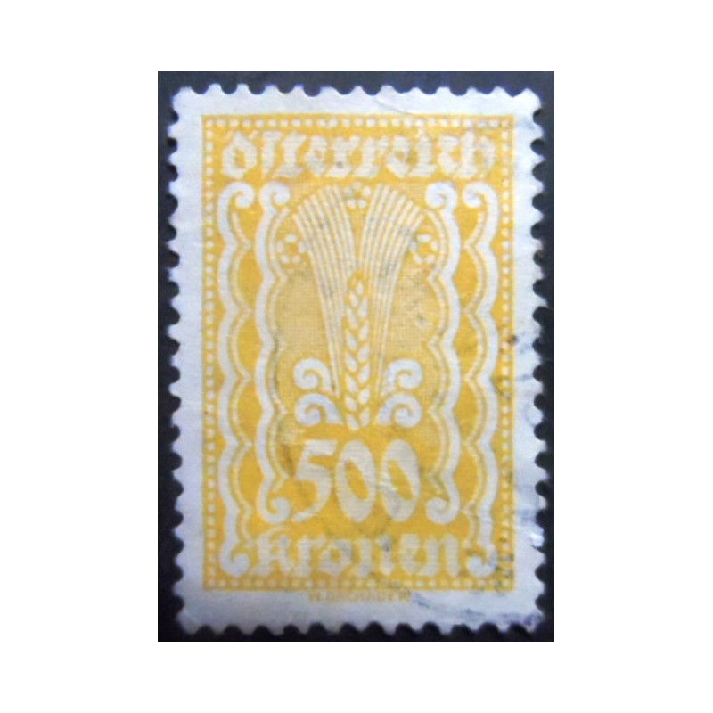 Selo postal da Áustria de 1922 Symbolism Ear of Corn 500