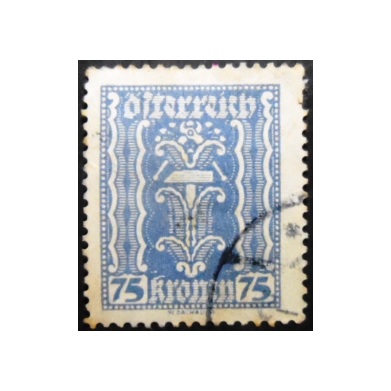 Selo postal da Áustria de 1922 Symbolism hammer & tongs 75